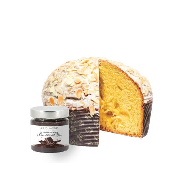 PANETTONE GLASSATO ALLA MANDORLA CON CREMA AL CIOCCOLATO