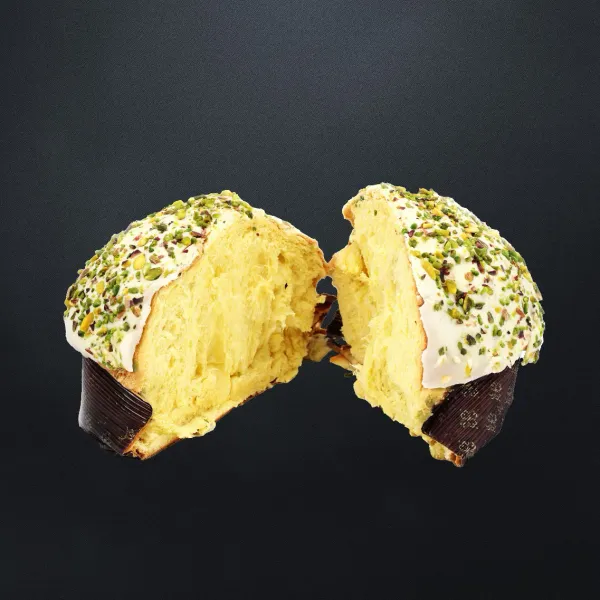 PANETTONE  GLASSATO AL PISTACCHIO(senza uvetta e agrumi canditi)