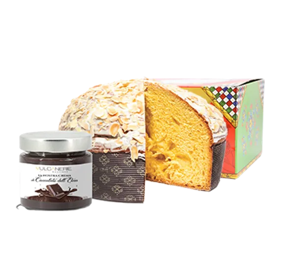 PANETTONE GLASSATO ALLA MANDORLA CON CREMA AL CIOCCOLATO