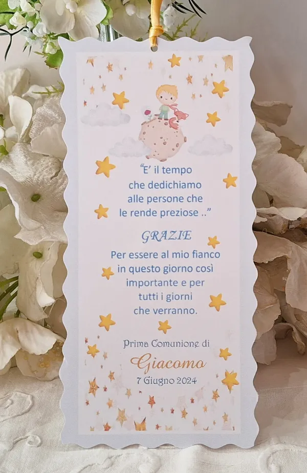 Segnalibro Prima Comunione ragazzo Piccolo Principe