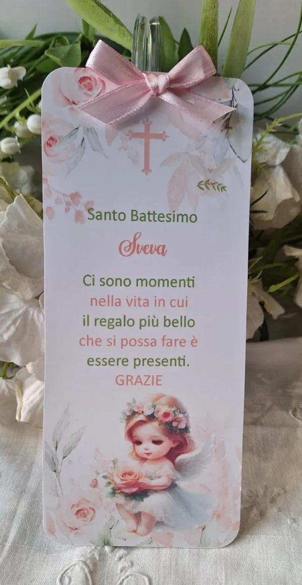 Segnalibro Battesimo bimba angelo