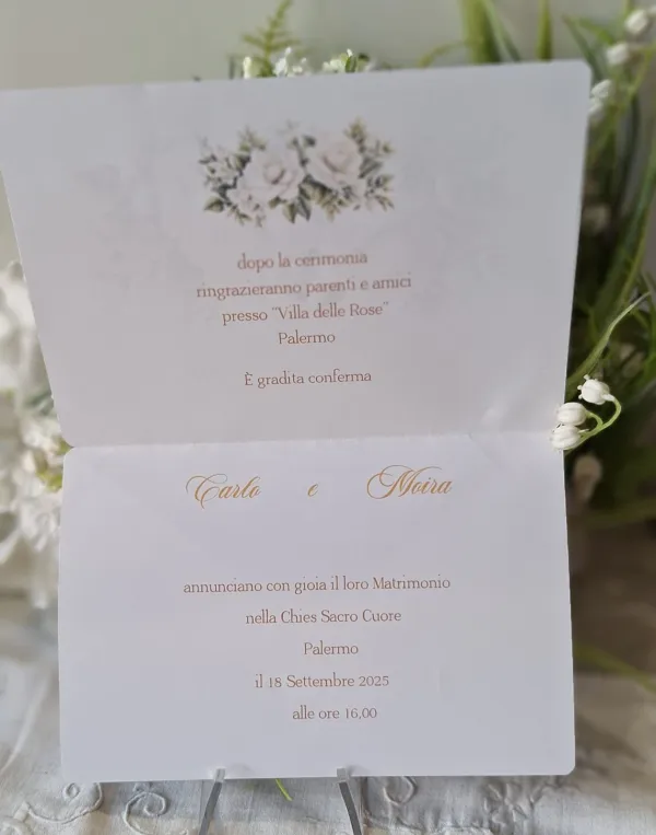 Partecipazione Matrimonio fiori bianchi