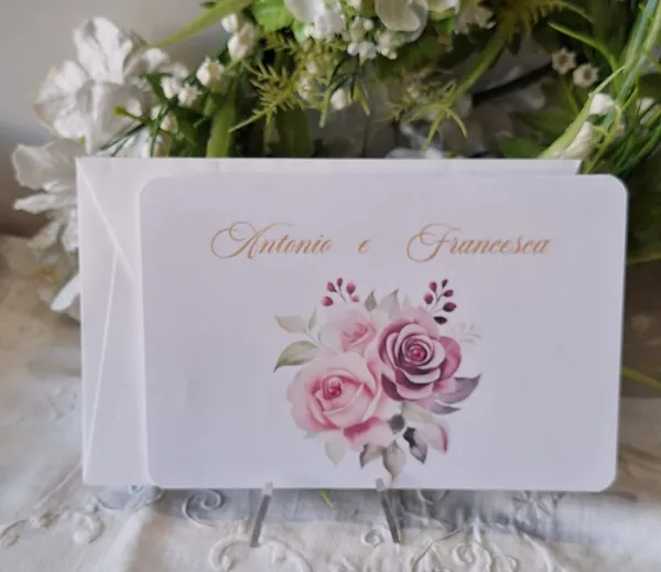 Partecipazione Matrimonio fiori rosa