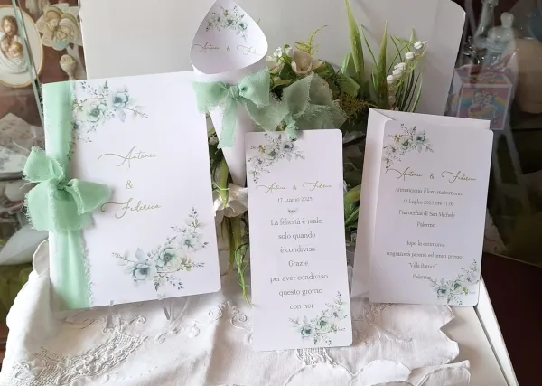 Partecipazione Matrimonio verde menta