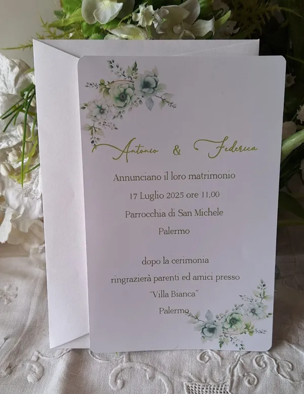 Partecipazione Matrimonio verde menta