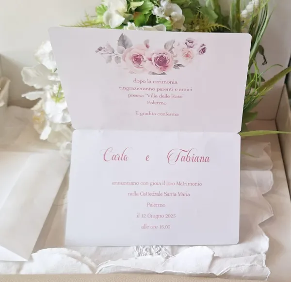 Partecipazione Matrimonio Rosa cipria