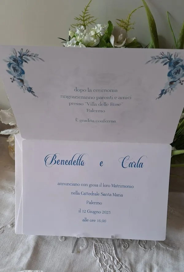 Partecipazione Matrimonio fiori carta di zucchero