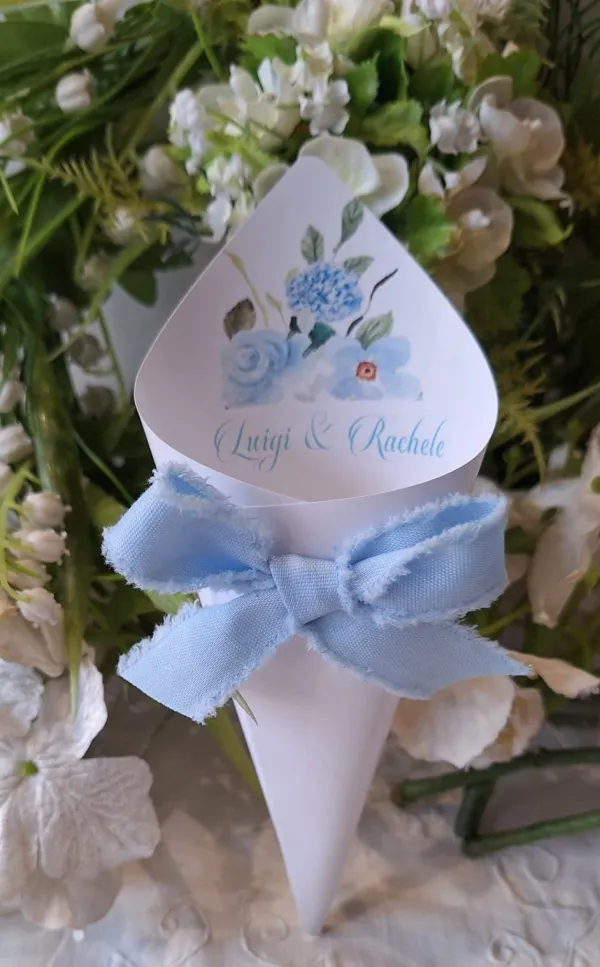 Cono Matrimonio rose azzurre