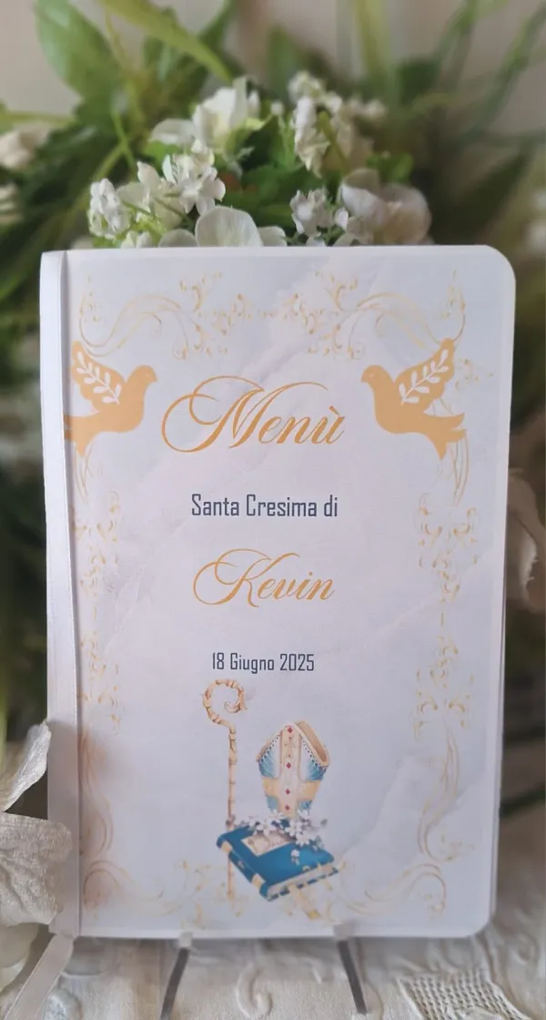 Menù Santa Cresima ragazzo celeste