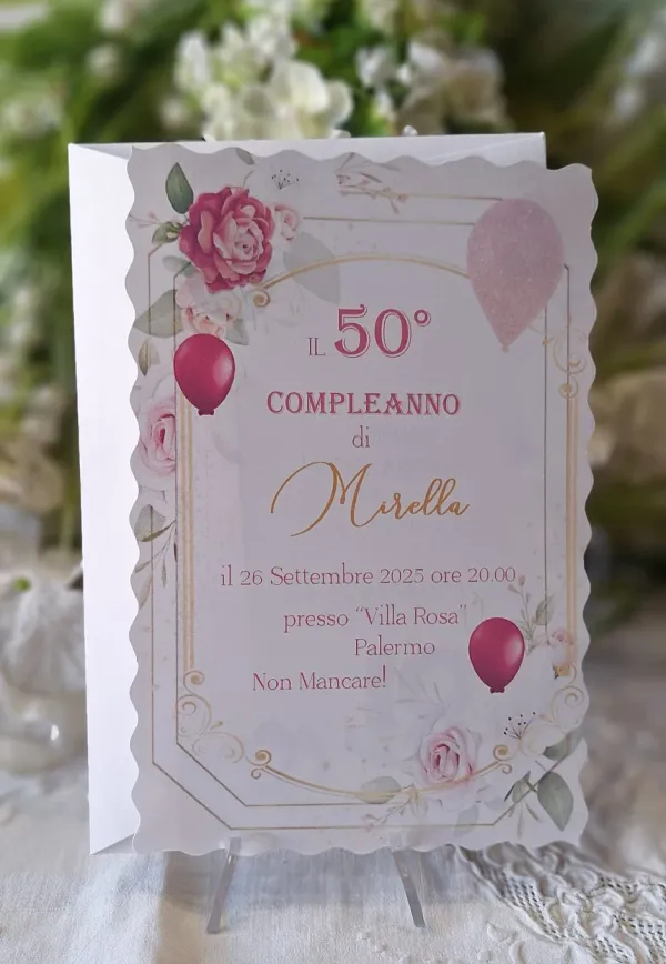 Invito 50 Anni Donna fiori