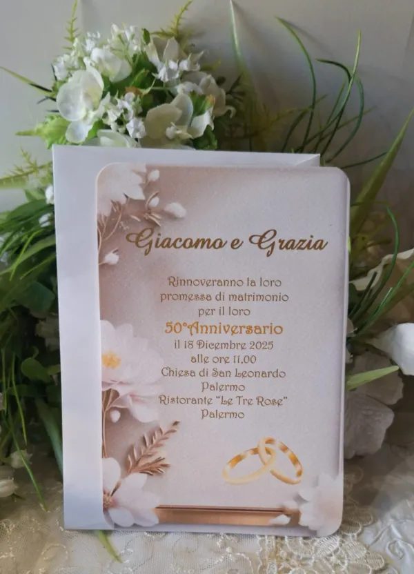 Invito Nozze d'Oro con fiori