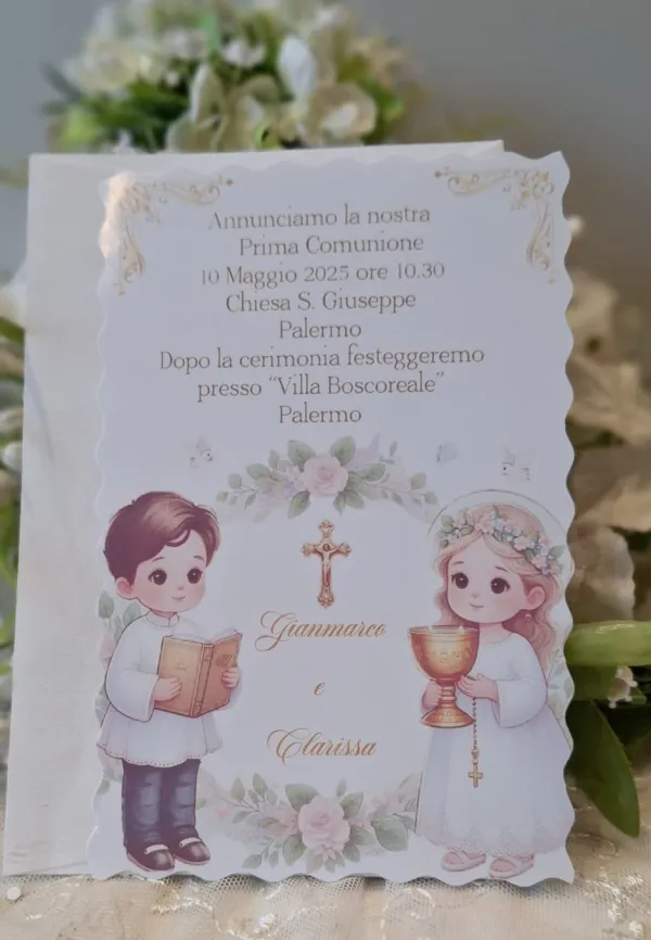 Invito Prima Comunione gemelli