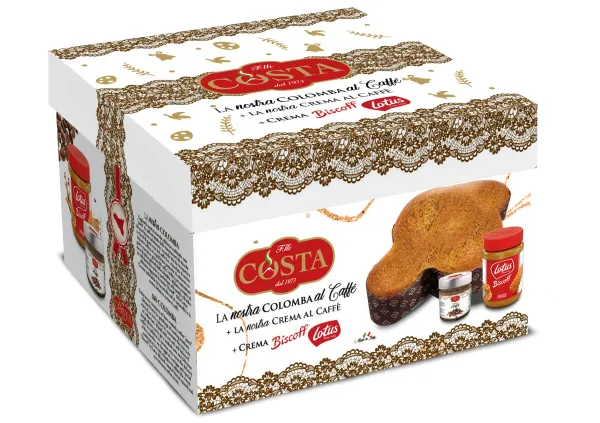 Colomba al Caffé con Crema al caffé e Crema Lotus Biscoff